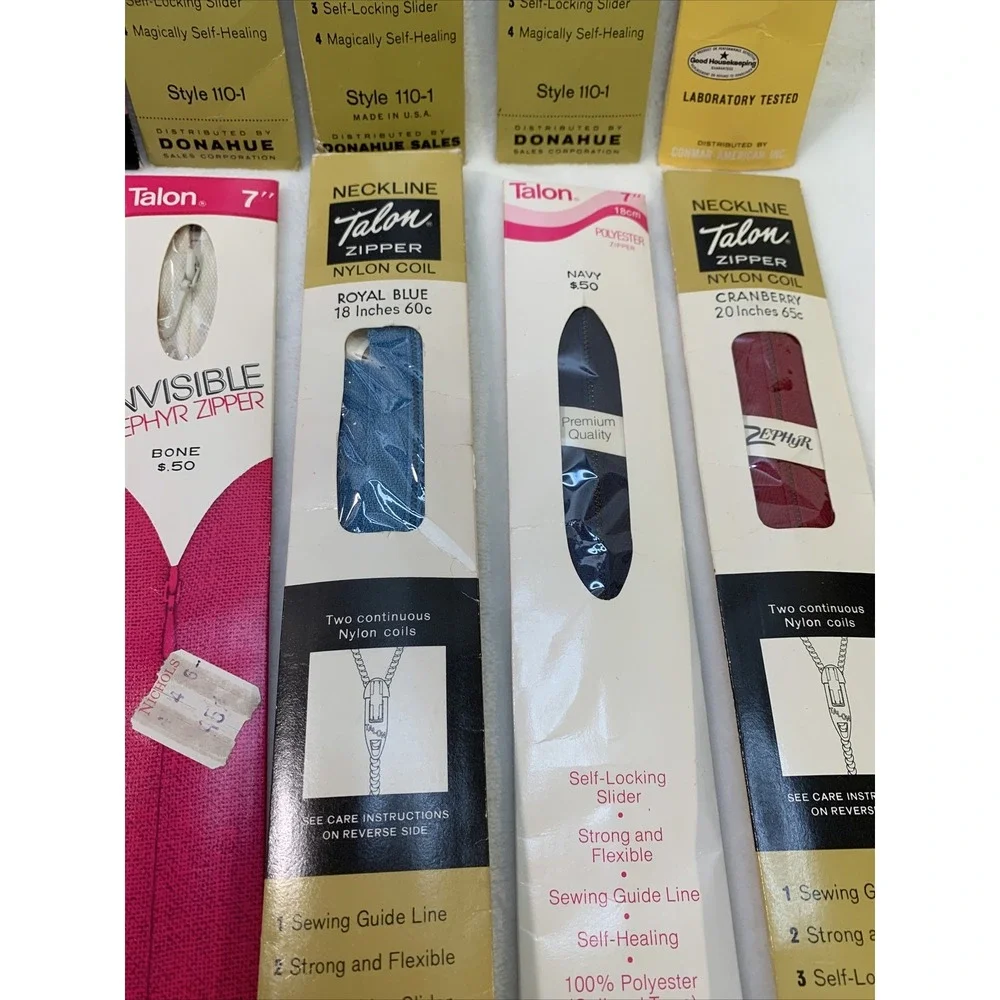 Vintage Lot of 14 Zippers Talon Unique Commar Assorted Colors &‎ Sizes NIP NOS